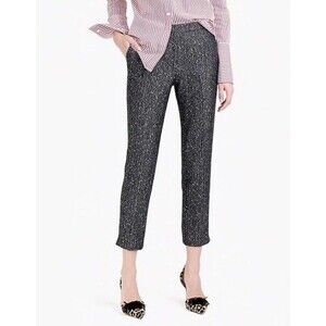 J Crew Gray Silver Sequin Wool Blend Cropped Martie Pant Size 8